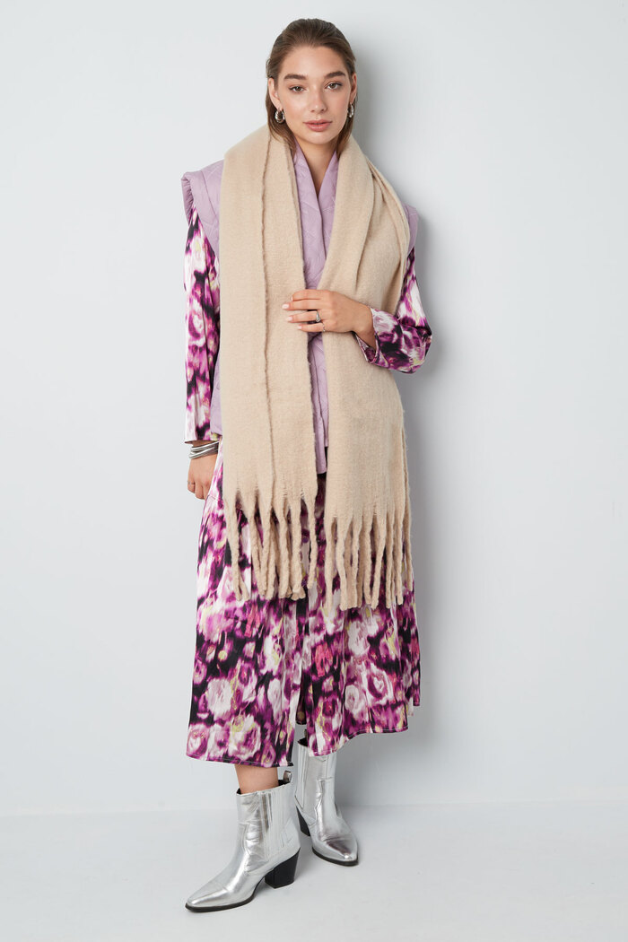 Cálida bufanda de invierno color liso lila Poliéster Imagen4